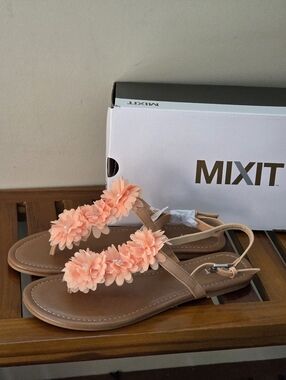 Mixit Women's Arlet Peach Floral Slingback Sandals NEW 8.5 NEW